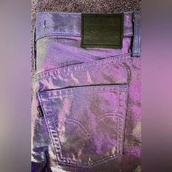 Levi’s Ribcage Metallic Purple Jeans 30 - Picture 7 of 9